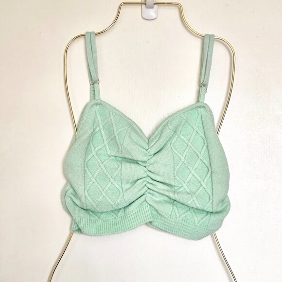 NWOT For Love & Lemons Sutton Floral Knit Sweater Cami Top Soft Pastel Green - Picture 5 of 12